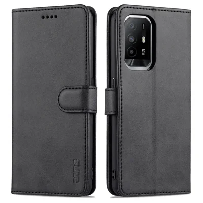 AZNS  Stand Wallet Design PU Leather Protective Phone Case for Oppo A93 5G / A74 5G - Black