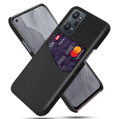 KSQ Doekstructuur met Één Kaartvak Design Licht Slank Slijtvast Hybride Telefoonhoesje voor Realme GT Neo2 5G/GT Neo 3T 5G - Zwart