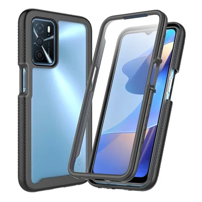 Full Body Coverage 3-in-1 Hard PC Soft TPU Protective Cover with PET Screen Protector  for Oppo A16 / A16s / A54s - Black