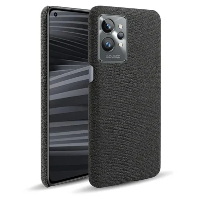 For Realme GT2 Pro Cloth Coated Hard PC Shell Ultra Thin Slim Protective Phone Cover - Black