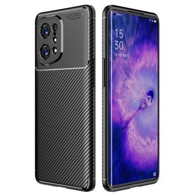For Oppo Find X5 Light Thin Soft TPU Case Carbon Fiber Well-protected Cell Phone Shell - Black