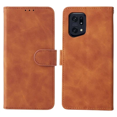 Für Oppo Find X5 Pro kratzfeste PU-Leder + TPU-Schutzfolie Haut-Berührungs-Gefühl Faltbarer Ständer-Fall mit Geldbörse - Braun