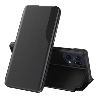 Capa de Telemóvel Tipo Carteira para Oppo Find X5 em Pele PU com Função de Suporte - Preto