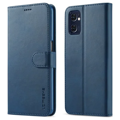 LC.IMEEKE لجهاز Oppo Reno7 5G (عالمي)/Find X5 Lite غطاء جراب واي فوليو من جلد PU مزخرف مع حامل - أزرق