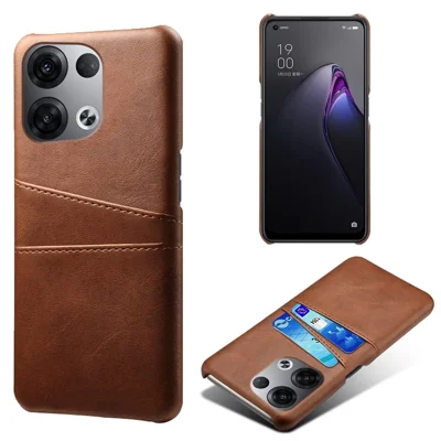 For Oppo Reno8 5G (China) / Reno8 5G (Global) Multipurpose Card Slots Phone Protector PU Leather Coated Hard PC Cover Case - Brown