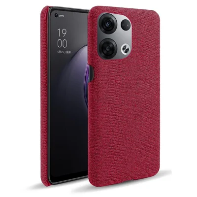For Oppo Reno8 5G / Reno8 5G (Global Version) Mobile Phone Case Shell Solid Color Hard PC+Cloth Phone Cover - Red