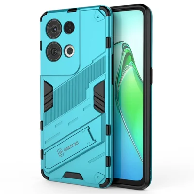 For Oppo Reno8 Pro 5G (Global Version) / Reno8 Pro+ (China) 5G TPU+PC Mobile Phone Case Kickstand Cover - Baby Blue