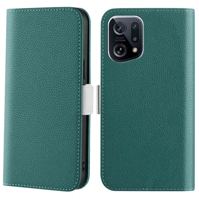 Candy Color Wallet Stand Case for Oppo Find X5, Litchi Texture PU Leather Drop-proof Phone Cover - Green