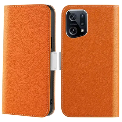 Candy Color Wallet Stand Case for Oppo Find X5, Litchi Texture PU Leather Drop-proof Phone Cover - Orange