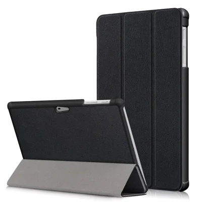 Tri-fold Stand Flip Leather Protective Case for Microsoft Surface Go - Black