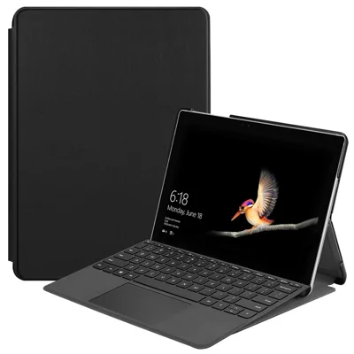 For Microsoft Surface Go / Go 2 / Go 3 / Go 4 Shockproof Case Solid Color PU Leather Stand Tablet Cover with Pen Slot - Black