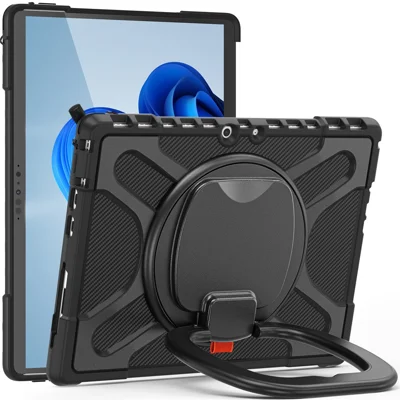 For Microsoft Surface Pro 8 Protective Case Shockproof Tablet Cover TPU Frame + PC Back Shell with Kickstand - Black