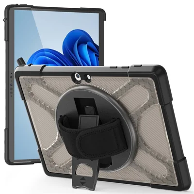 Schutzhülle mit Ständer und Handgurt für Microsoft Surface Go 4 / Go 3 / Go 2 / Go 1 Tablet, Hart-PC + TPU-Hybridhülle - Braun