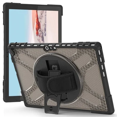For Microsoft Surface Pro 4/5/6/7/7+ Kickstand Tablet Case Hybrid 2-in-1 Hard PC + TPU Dual Layer Shockproof Cover with Hand Strap - Brown