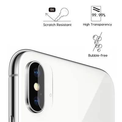 HAT PRINCE لجهاز iPhone XS / X بحجم 5.8 بوصة، واقي عدسة كاميرا من زجاج مقسّى، فيلم واقي بسماكة 0.2 مم، صلابة 9H، بحافة قوسية 2.15D
