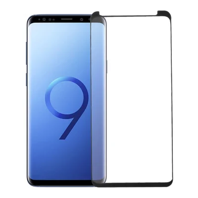 Protector de vidrio templado de cobertura completa con pegamento total 9H antiexplosión para Samsung Galaxy S9 SM-G960, compatible con desbloqueo por huella digital