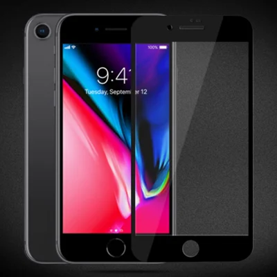 MOCOLO Silk Printing Screen Protector för iPhone 7/8/SE (2022)/SE (2020) 4,7 tum, Komplett täckning Helt limmad Härdad glas Anti-Explosions Skyddsfilm - Svart