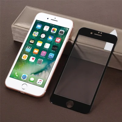 RURIHAI 3D Carbon Fiber HD Clear Crack-resistant Edges Full Size Tempered Glass Protector til iPhone 8 / 7 - Sort