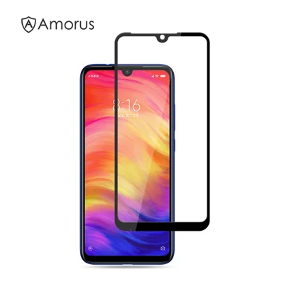 AMORUS Full Glue Silk Printing Gehard Glas Volledige Schermbeschermer voor Xiaomi Redmi Note 7 / Note 7 Pro (India)
