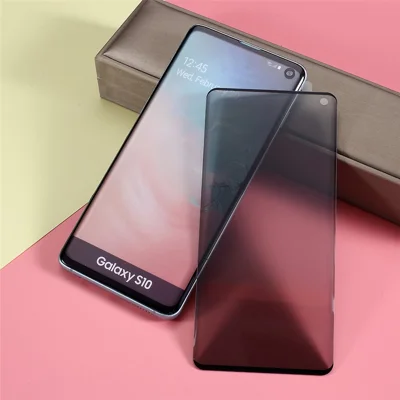 Anti-kiksskyddad böjd täckande skärmskydd av härdat glas (stöder inte ultraljudsavtryckslås) för Samsung Galaxy S10