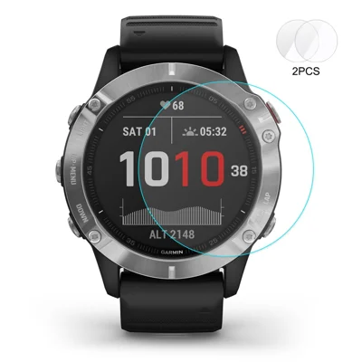 HAT PRINCE 2 stuks 0,2 mm gehard glas screenprotector 9H 2.15D voor Garmin Fenix 6X / 6X Pro Solar 51 mm