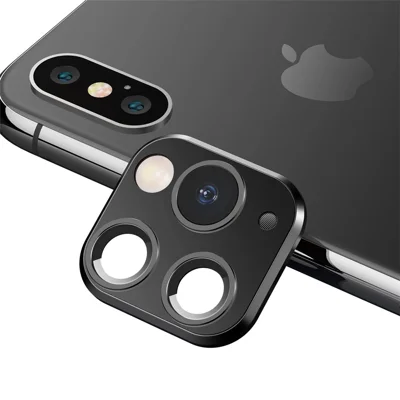 Disguise Into iPhone 11 Pro Kameraring Objektiv Metallhölje för iPhone XS 5,8 tum/XS Max 6,5 tum - Svart