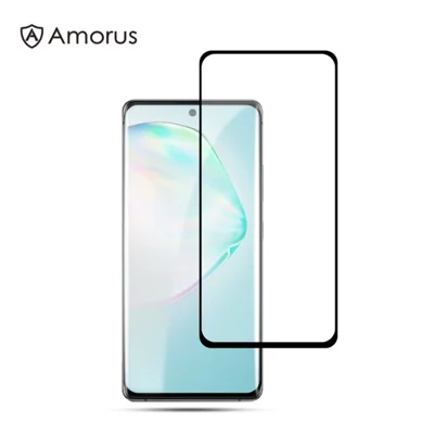 AMORUS Full Glue Full Cover Silk Printing Protective Tempered Glass Screen Film for Samsung Galaxy A91 / S10 Lite - Black