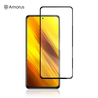 AMORUS Silk Print HD Tempered Glass Full Glue Full Screen Film for Xiaomi Poco X3 NFC - Black