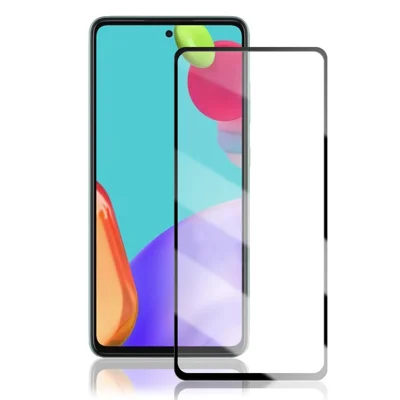 Protector de pantalla MOCOLO Doble Defensa para Samsung Galaxy A51 4G / 5G / A52 4G / 5G / A52s 5G / A53 5G, película de vidrio templado HD con impresión de seda y pegamento completo, cobertura total - Negro