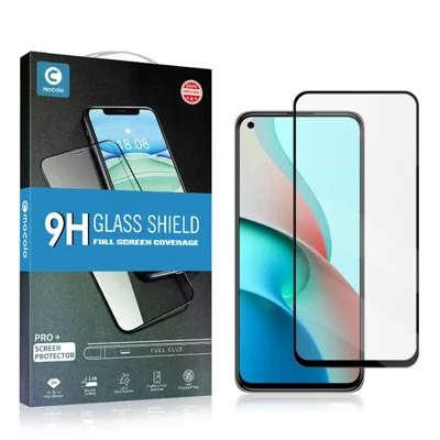 MOCOLO Silk Print HD Full Glue Full Screen Coverage Tempered Glass Protector for Xiaomi Mi 11 Lite 4G / 5G / 11 Lite 5G NE - Black