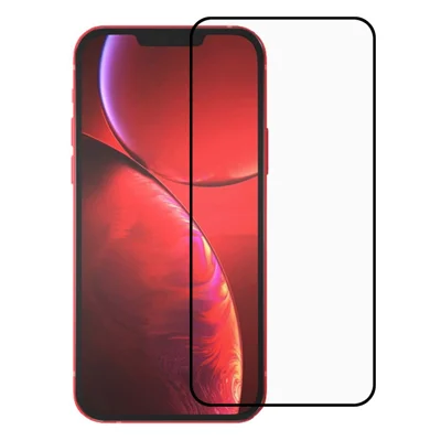 واقي شاشة من الزجاج المقوى بملصق لاصق بالكامل وحواف سوداء لهاتف iPhone 13 / 13 Pro / 14