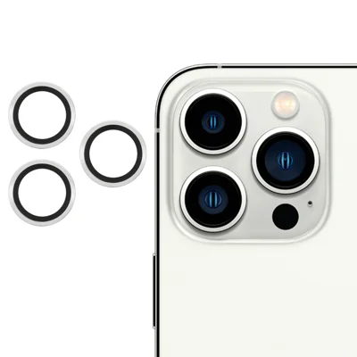 3pcs/Set Ultra Clear Monochrome AGC Glass Camera Lens Film Guard for iPhone 13 Pro 6.1 inch/13 Pro Max 6.7 inch - Silver