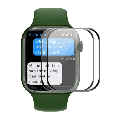 ENKAY HAT PRINCE for Apple Watch Series 9 / 8 / 7 41mm 2Pcs / Set 3D Curved Hot Bending Full Coverage HD Clear Ultra-Thin Screen Protector Soft PET Film - Black