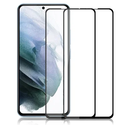 AMORUS 2 Unidades/Embalagem Filme de Vidro Temperado de Reendurecimento Secundário para Samsung Galaxy S22 5G / S23, Proteção de Ecrã com Cobertura Total, Cola Total, Impressão Seda, Alta Definição, Transparente, Resistente a Arranhões - Preto