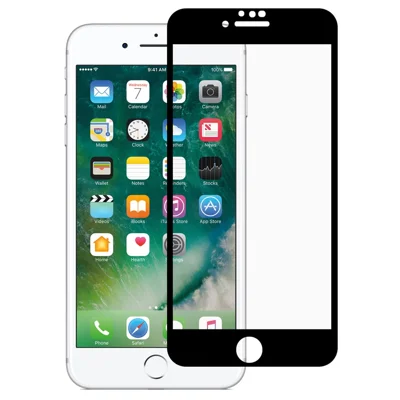 RURIHAI فيلم حماية شاشة كامل الغطاء شفاف من مادة PMMA لينة مقاوم للبصمات وفيض اللصق الكامل لجهاز iPhone SE (2022)/SE (2020)/8/7 - أسود