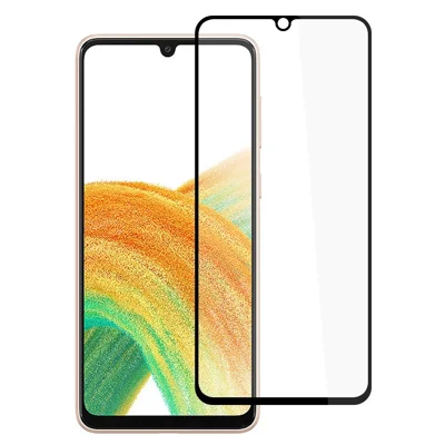 AMORUS Double Defense HD Clear Full Size Full Glue Silk Printing Tempered Glass Screen Film for Samsung Galaxy A33 5G - Black