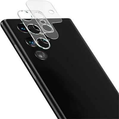IMAK Full Cover Clear Precise Cutout Tempered Glass Camera Lens Film + Acrylic Lens Cap för Samsung Galaxy S22 Ultra 5G