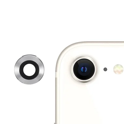 لـ iPhone SE (2022)/(2020) واقي عدسة كاميرا هاتف شفاف فائق من المعدن + الزجاج - فضي