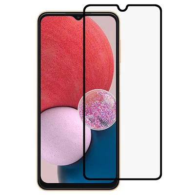 واقي شاشة من الزجاج المقوى بطباعة حريرية وكامل الغراء لهاتف Samsung Galaxy A13 4G، فيلم حماية يغطي الشاشة بالكامل