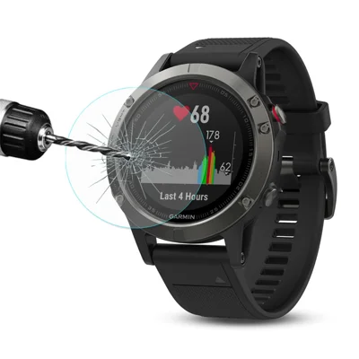 HAT PRINCE til Garmin Fenix 5, skærmværn i hakket glas 0,2 mm 9H 2,15D buet kant