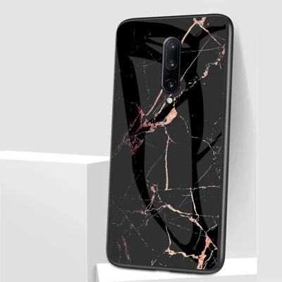 Marmorskinn Tempersglas + PC + TPU-hölje för OnePlus 7 Pro - Guld