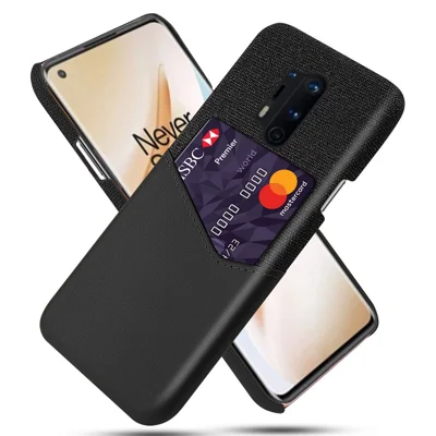 Funda de teléfono móvil de PC + Cuero de PU con revestimiento de tela para OnePlus 8 Pro - Negro