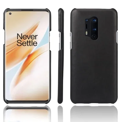 Crazy Horse PU Leather Coated Hard PC Shell for OnePlus 8 Pro - Black