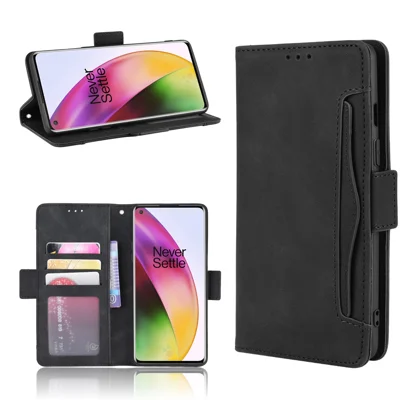 Involucro Del Portafoglio Per Portafoglio in Pelle PU Con Più Slot Per Carte Per OnePlus 8 - Nero