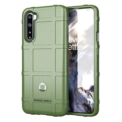 Rugged Shield Square Grid Texture TPU Phone Case for OnePlus Nord - Green