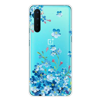Pattern Printing TPU Protective Back Case for OnePlus Nord - Blue Flower