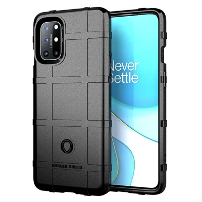Shield Series Firkantet Gitterstruktur Tykk TPU Skærmtilbehør til OnePlus 8T - Sort