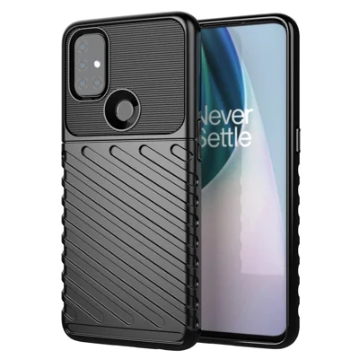 Thunder Series Twill Texture Anti-Fall TPU Case for OnePlus Nord N10 5G - Black