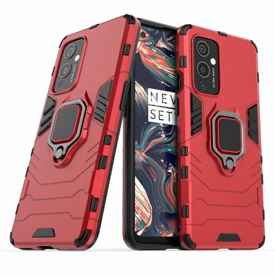 Cool Guard PC + TPU Hybrid Mobile Case for OnePlus 9 (EU / US Version) with Kickstand - Red