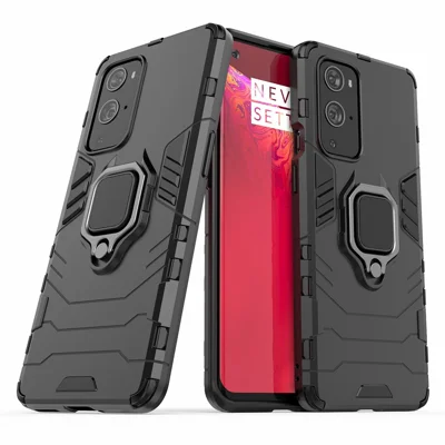 For OnePlus 9 Pro 2 in 1 Cool Guard PC + TPU Hybrid Mobile Case with Kickstand - Black